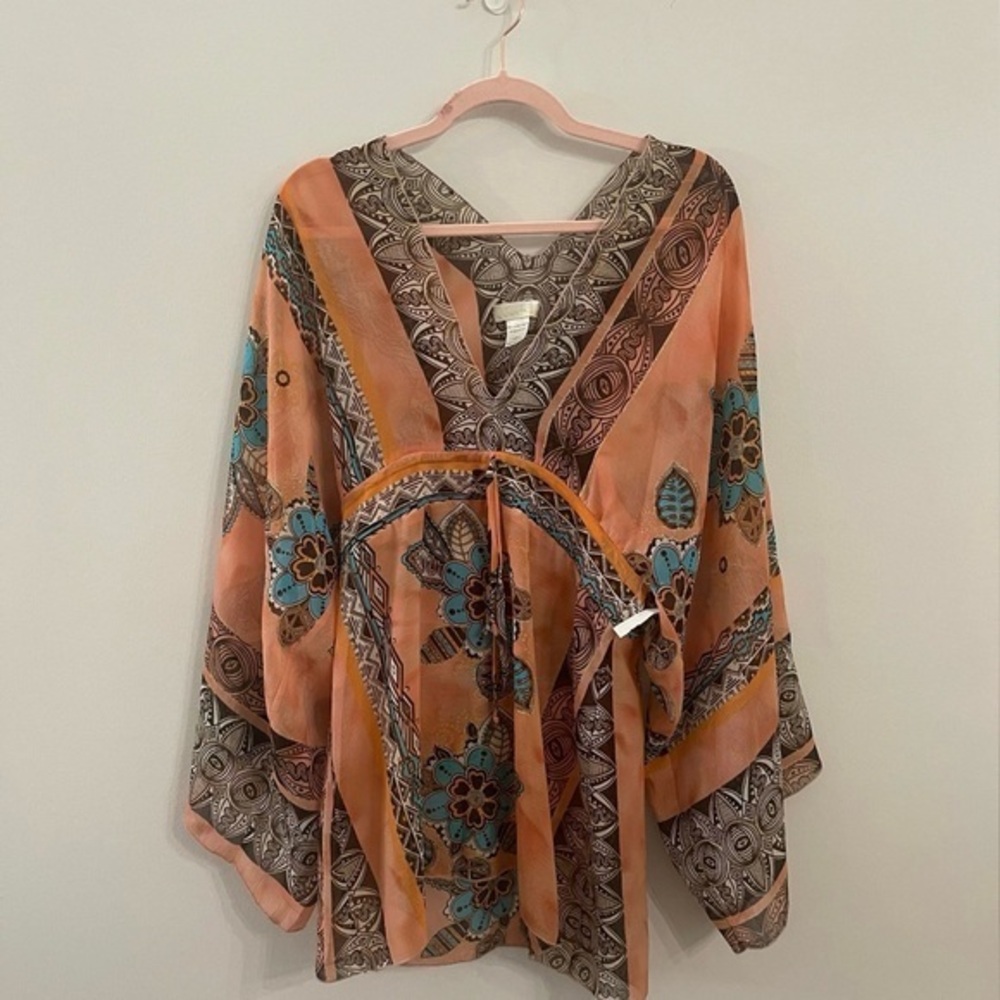 Tricia Fix Bohemian Floral Print Tunic Top NWT Size XS